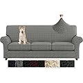 ZNSAYOTX 4 Piece Sofa Covers for Living Room Anti Slip Stretch Couch Covers for 3 Cushion Couch Pets Dogs Sofa Slipcover Machine Washable Furniture Protector (Black and White, Sofa)