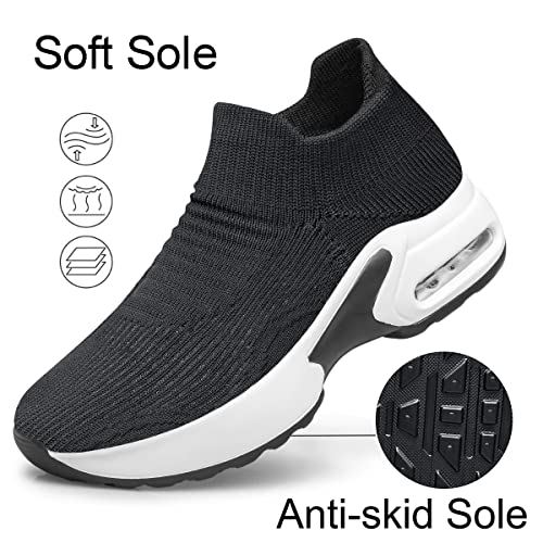 Image of YHOON Women's Walking Shoes Slip-On - Comfortable Work Shoes for Standing All Day, Breathable Air Cushion Nursing Sneakers