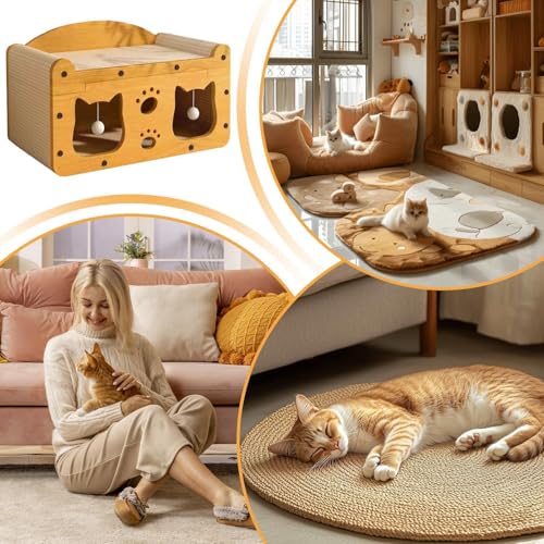 Griffoir pour chat interactif multifonction avec balle de jeu antidérapant - 5