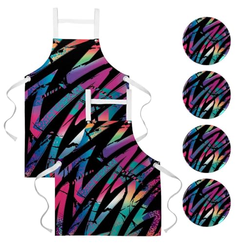 Tablier de cuisine pour pâtisserie et restaurant à motif abstrait fluo