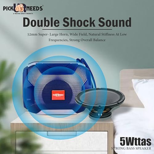 Image of Pick Ur Needs Wireless Rechargeable Mega Bass Portable Bluetooth Speaker | Water Proof | Splash Proof | Premium Speaker Compatible with All Mobile Phone (Blue)