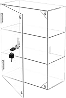 Vista 1 de Vitrina de encimera de acrílico transparente con llave de bloqueo, vitrina de seguridad de 3 estantes, vitrina de hebillas de succión Dustproop