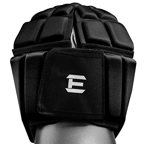 EliteTek Soft Padded Helmet Headgear Protection: 7on7 Tournaments, Flag Football, Team Sports, Training, Rugby, Lacrosse, Soccer, Practice & Epilepsy FITS Youth & Adult! (Black, Large)