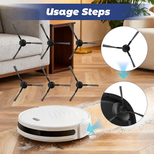 6 Stück Seitenbürste für Dreame L40 Ultra AE/E30 Ultra/L10s Pro Ultra Heat Seitenbürsten für L10s Ultra Gen 2/X30 Ultra/L20 Ultra/Mova S10 Roboter Staubsauger Weiche Silikon Ersatz-Seitenbürsten