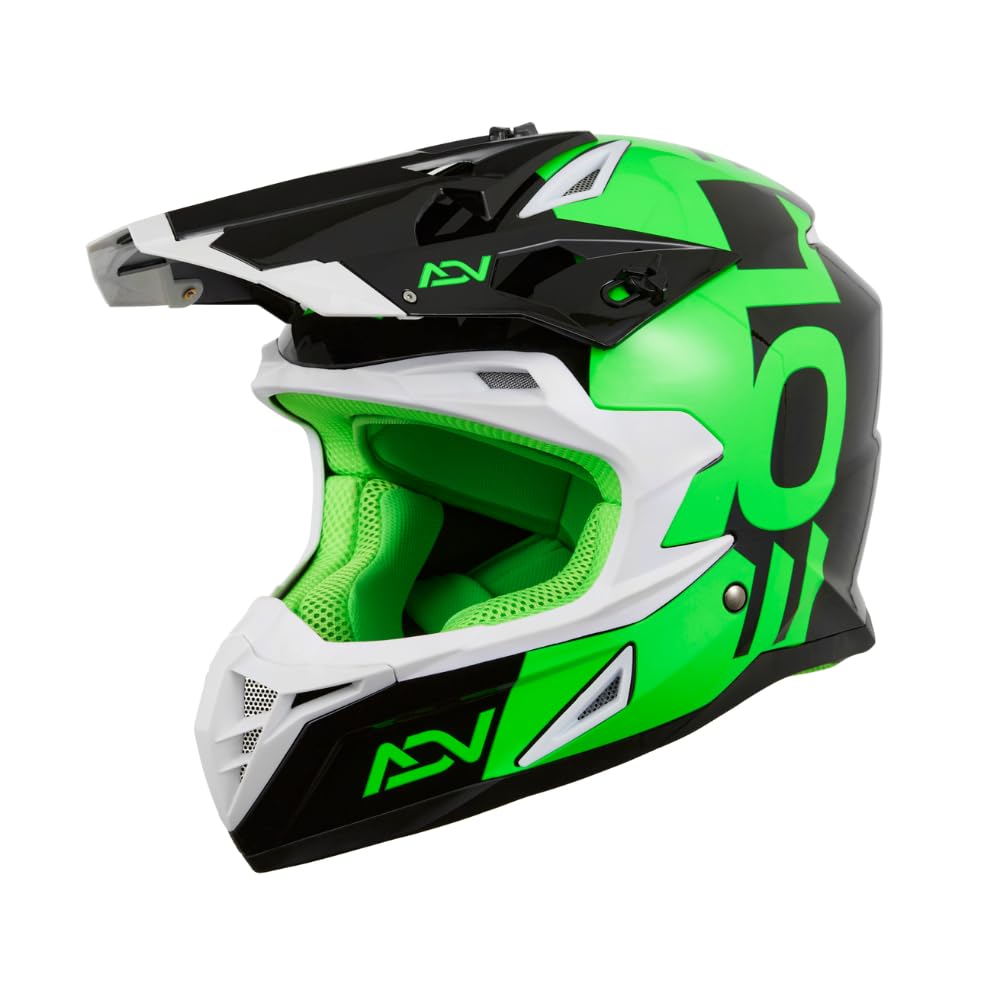 EOLE Casque Cross Advance Vert et Noir - Homologué ECE R 22.06 - L (59-60cm) - Coque ABS