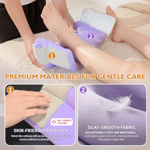 Image of Heel Protector for Pressure Sores, Ankle Elevation Pillow for Heel Pain Relieve & Foot Support,Egg Crate Foam Heel Cushion Pillow for Elderly,Bedridden Patients-1PC (Purple)