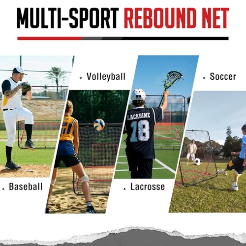 Baseball Rebounder Net, 3 Adjustable Angles 4x4.5FT Pitch Back Baseball Softball Volleyball Rebounder with 2 Strike Zones, UV Resistant, Pitchback Trainer for Ground, Line Drive & Fly Balls by ZEALFEEL - Image 8