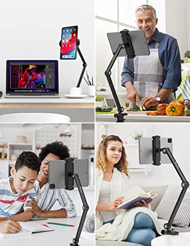 Tablet Holder Ipad Desk Stand - Hp006 Aluminum Ipad Mount For Bed I Flexible Arm I Multi-Angle Adjustable I 360° Rotation I 2 Positioning Holes I For 4.7''- 13'' Screen Ipad Iphone Microsoft Surface #TOP6