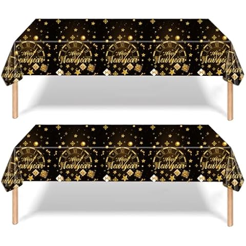 Black Gold New Year Tablecloth Set Cover