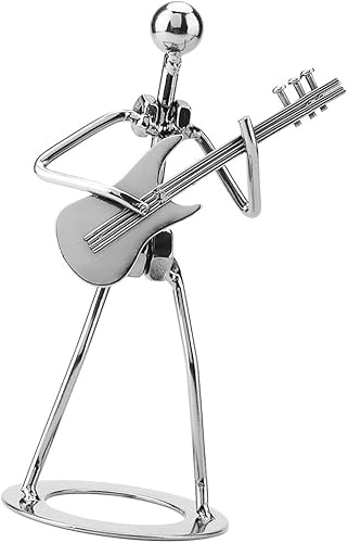Miniatura 7 de Escultura de metal adornos de guitarra, figura del hombre bailando tocando la guitarra, figura de metal steampunk músico coleccionable, adornos de