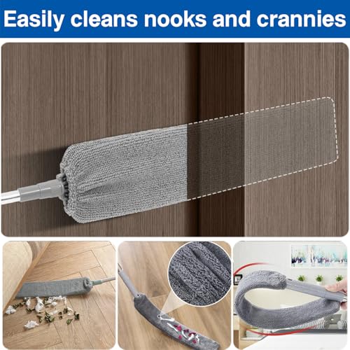 FumyFumy Staubwedel Teleskop Lang Ausziehbar, Staubwischer Waschbar Spinnwebenbesen mit Teleskopstiel, Spinnenwebenentferner Staubwedel mit Teleskopstange Ausziehbar auf 2.6m für Spinnenweben 7Pcs