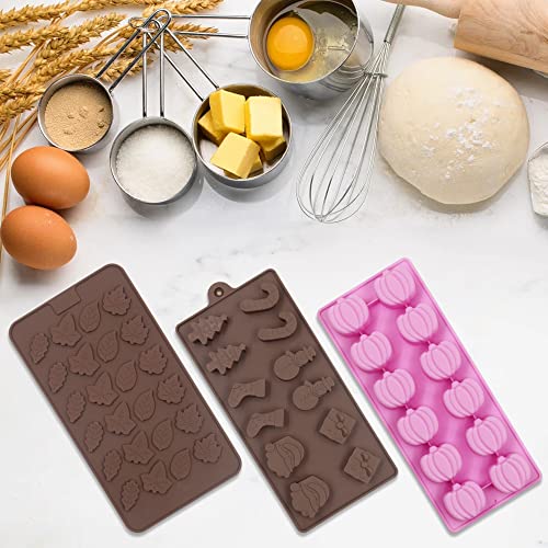 6 Pcs Christmas Silicone Molds, Senhai Mini Christmas Tree Sock Shape Halloween Candy Pumpkin Maple Leaf Silicone Mould, For Making Christmas Candy, Halloween Candy Chocolate Cake #TOP1