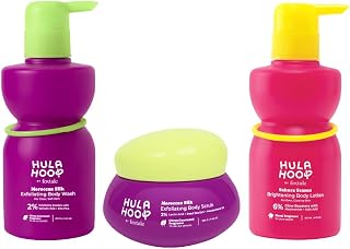 Hula Hoop Exfoliating Body Wash + Exfoliating Body Scrub + Brightening Body Lotion by Foxtale | Body Wash with 2% Salicyli... Price In India