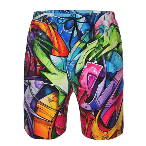 Graffiti Drawing Print Stylish Beach Shorts Swim Trunks Lightweight Breathable Summer Outdoor Activities4