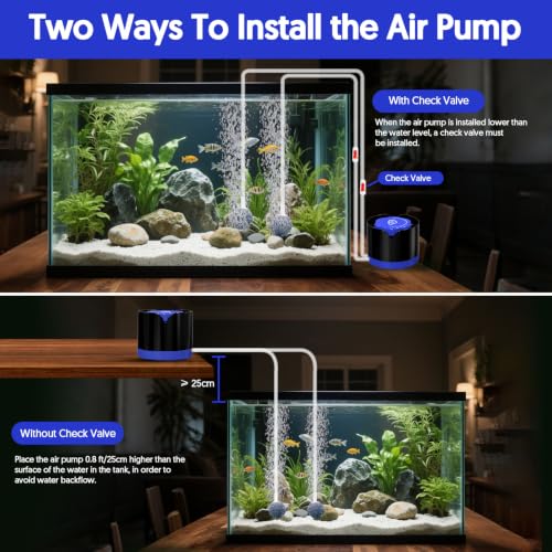 Image of QZQ Aquarium Air Pump, Quiet Fish Tank Air Pump with Dual Outlets, Powerful Adjustable Oxygen Pump with Accessories, Aquarium Bubbler Aerator for Fish Tank Up to 40 Gallon (2.5W)