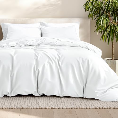 Bare Home Bedding Duvet Cover Queen Size - Premium 1800 Super Soft Duvet Covers Collection - Lightweight, Cooling Duvet Cover - Soft Breathable Bedding (Queen, White)