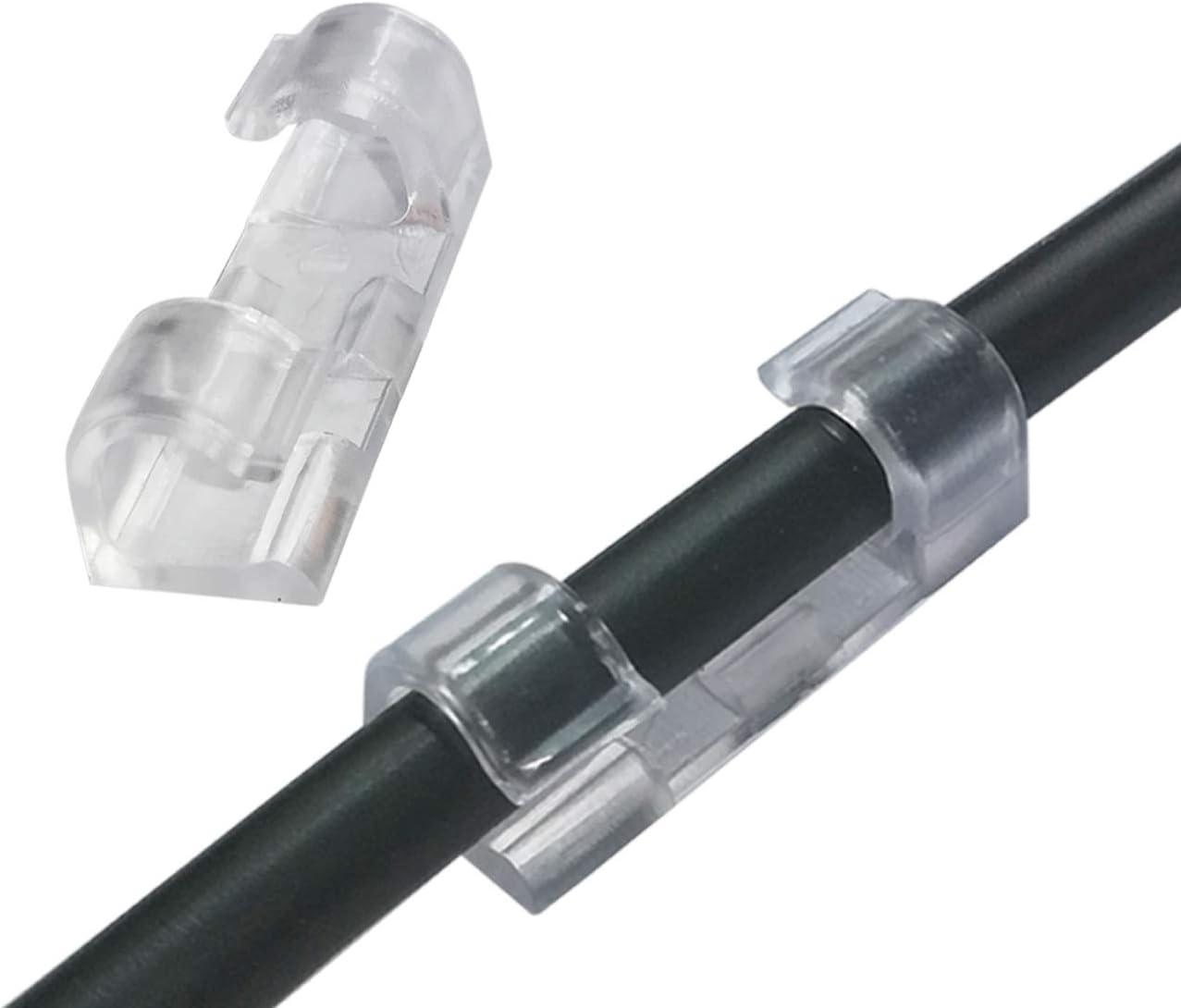 Cable Clips with Self Adhesive, 6mm TV PC Wire Holder, Tidy and Management Extension Cord (Pack of 20, Clear)