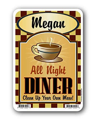 Megan My Kitchen Diner Sign - Personalized Fun Kitchen Sign - Chef Special - Clean Up Your Mess-Novelty Sign for/Mom's Kitchen/Home/Dining Room/Door/Home Signs