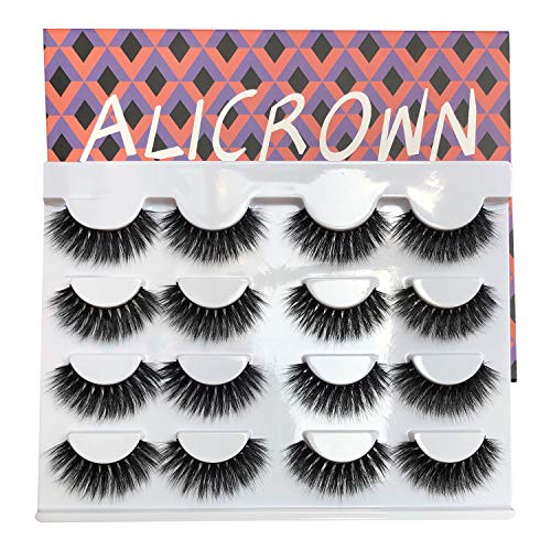 ALICROWN False Eyelashes Fluffy Volume 3D Lashes Pack Handmade Dramatic Thick Crossed Fake Eyelashes Soft Reusable 8 Pairs