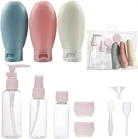 Kit Viagem Premium, Organizador de Malas com Necessaire 6 Peças + Kit Frascos de Viagem Reutilizáveis com 12 Peças, Conjunto Completo para Organização da Sua Bagagem