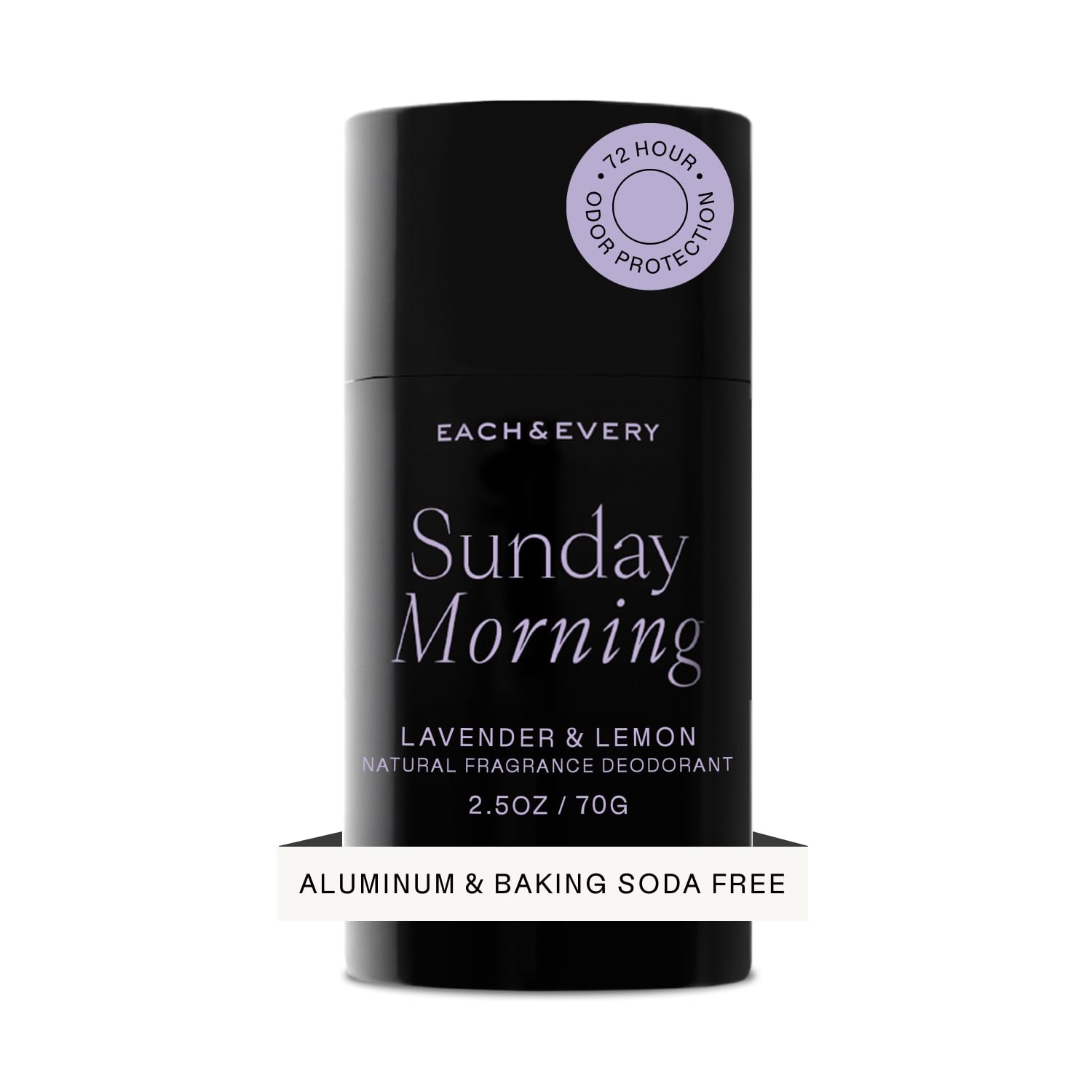 Each & Every Aluminum Free Deodorant for Women & Men - All Natural Deodorant for Sensitive Skin, EWG Verified - Clean, Baking Soda-Free, Plant-Based Fragrance, Lavender, 2.5oz