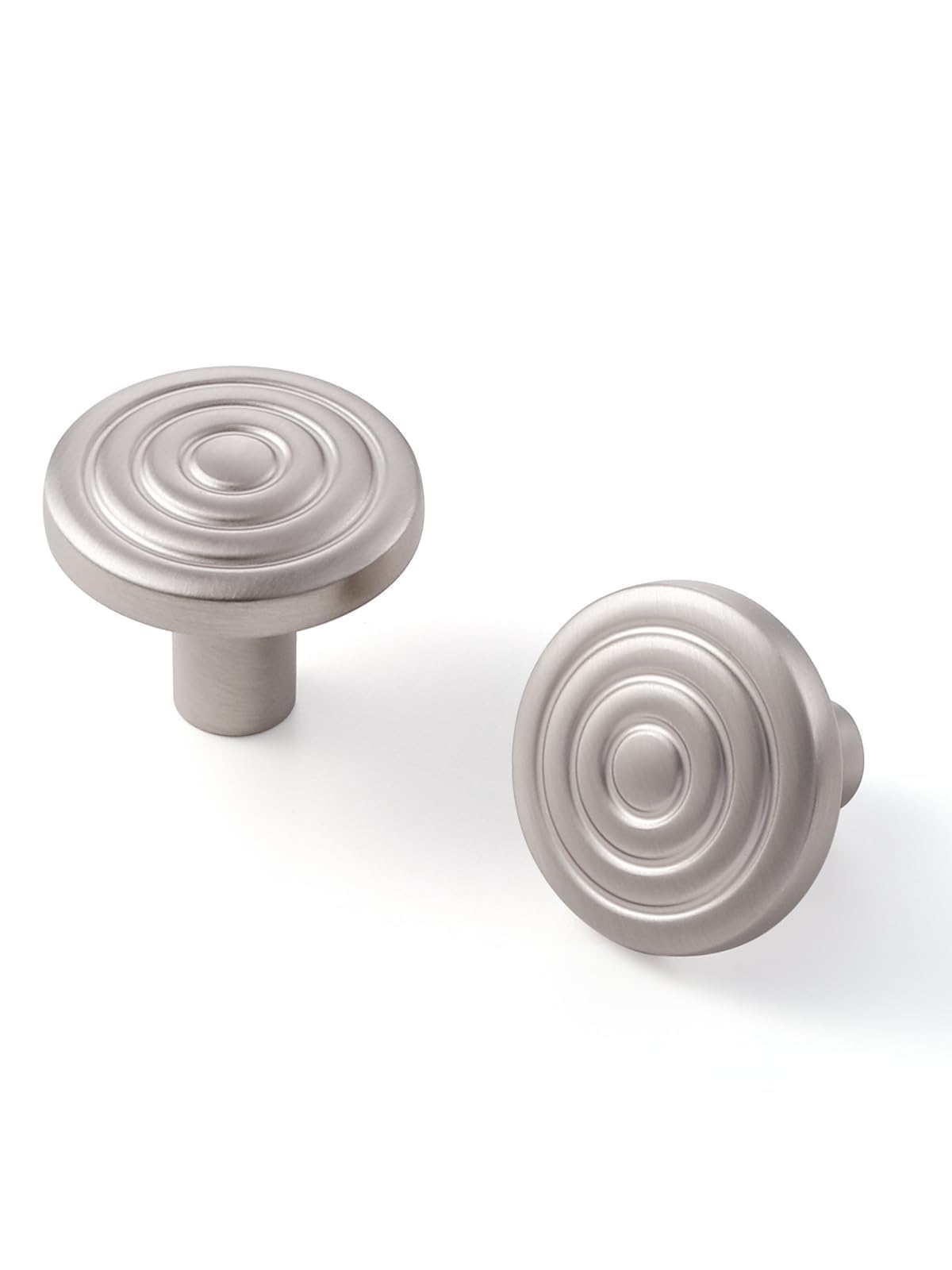 Sorwduerm Brushed Nickel 5 Pack Cabinet Knobs Satin Nickel Kitchen Solid Round Dresser Drawer Knobs Simple Cabinet Hardware For Cupboard Drawer Pulls Zinc Alloy