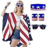 VERONLY 4th of July American Flag Costume Cape, American Flag Patriotic Independence Day Holiday Costumes Celebratio Patriotic (Style1)