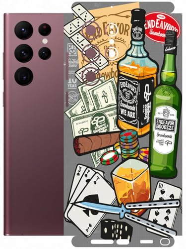 Image of AtOdds - Full Body Back Screen Guard Protector Film - Lamination Wrap Skin Sticker Compatible with Samsung Galaxy S22 Ultra | Scratchproof Matte Finish (Wine Graffiti)
