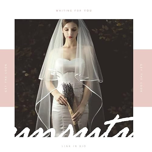 Miniatura 5 de Unsutuo 2 Tiers Bride Wedding Veil Ivory Ribbon Cathedral Veil Bridal Tulle Veil for Women and Girls Ivory