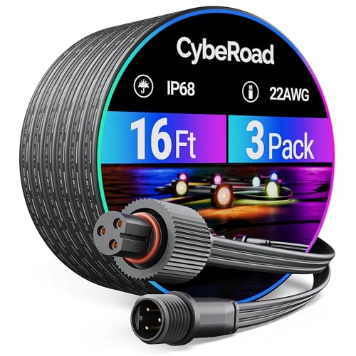 CybeRoad Cable de extensión de 16 pies para Govee serie de luces permanentes para exteriores, cable de extensión impermeable para Govee H705A H705B H705C, H705D H705E H705F, H706A H706B H706C, H805A