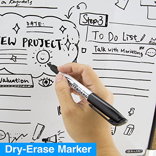 Bazic Magnetic Dry Erase Board Black Cork Framed 17" X 23", Marker Magnets, Whiteboard For Teacher Office School, 1-Pack #TOP4