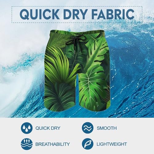 Men's Swim Trunks Quick Dry Board Shorts with Pockets Beach Shorts Tropical Leaves Bathing Suits for Men3