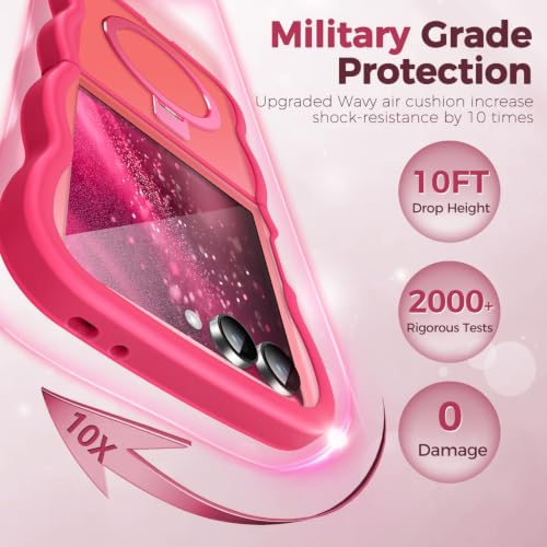 Image of Cute Wavy Magnetic Stand Case for Galaxy Z Flip 8 Fit for MagSafe, Hot Pink