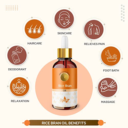 Image of Crysalis Rice Bran (Oryza Sativa L.) Oil |100% Pure & Natural Undiluted Carrier Oil Organic Standard | For Face, Skin, Hair Moisturizer, Soap Making | Aromatherapy Oil | 50ML With Dropper