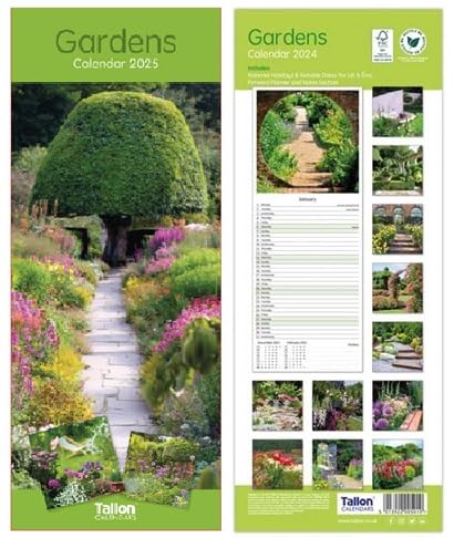 Orbitron 2026 Slim Month To View Spiral Bound Photo Wall Calendar Coast, Scene, Cottages &Garden (Gardens)