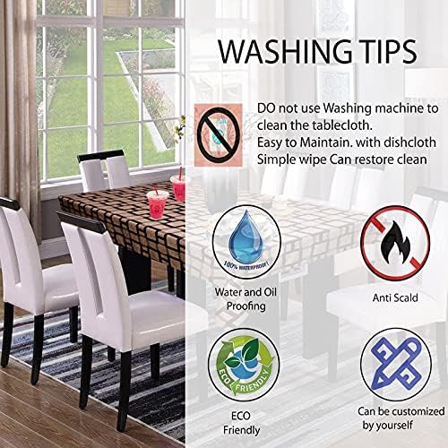 Image of Dakshya Industries PVC Waterproof Withoutlace Dining Table Cover (Size - 54X78 Inch) Rectangle 6 Seater Heat Rasistant Table Cloth (T18)