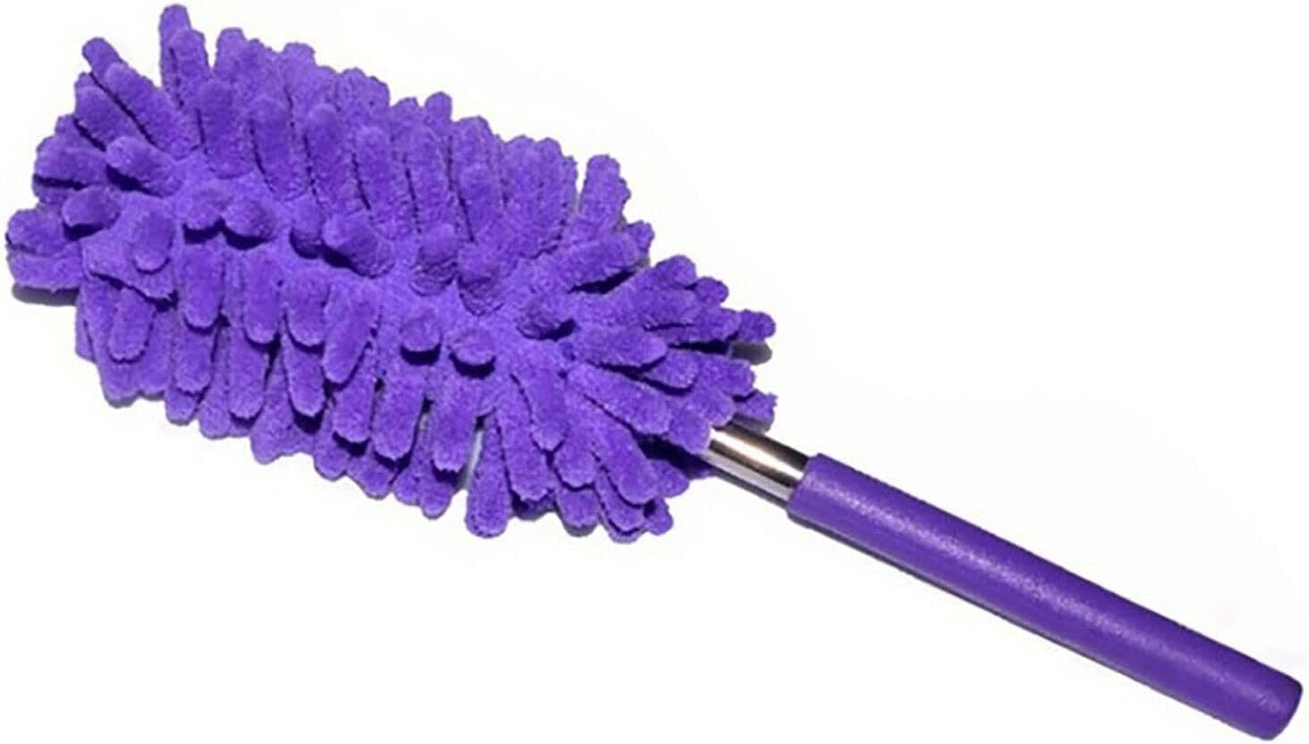 Dezyn Purple - Feather Duster - Cobweb Feather Duster Extendable With Removable And Washable Microfibre Head - Long Handled Fluffy Microfibre Duster For Cleaning High Ceilings (Purple)