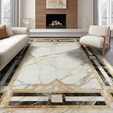 ODIKA 6'x9' Washable Area Rug Greek Vintage Key Fretwork Round Symmetrical Border...