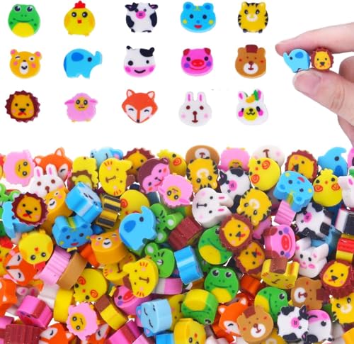 150 PCS Gomas de Borrar, Borrador Para Niños Divertidas de Animales Mini Borradores de Lápices, Regalos De Fiesta, Premios Recompensas En El Aula