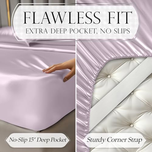Image of DECOLURE Satin Sheets Twin Size | Softer Than Silk | Luxury 3 Pc Bed Set