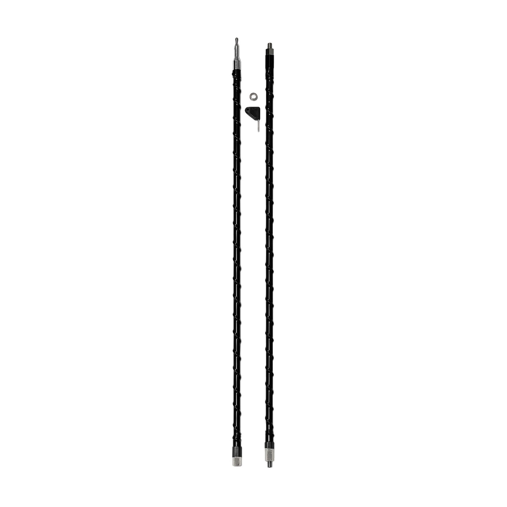 PROCOMM - JA84 2 Piece 7 FEET Tall 1/4 Wave Black Fiberglass CB Antenna with TIE Down