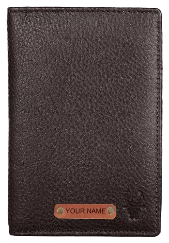 Image of WildHorn Customizable Leather Passport Cover /Case for Gifting | Engrave with Your Name, Company Name or Initials (Dark Brown)