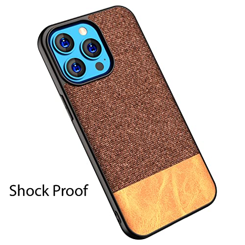 Image of Kapa Soft Fabric & Leather Hybrid Protective Case Cover for Apple iPhone 13 Pro (Brown)