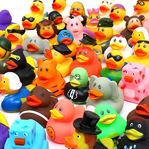 Xy-Wq 100 Pack Rubber Duck For Jeeps Ducking - 2" Bulk Floater Duck For Kids - Baby Bath Toy Assortment - Party Favors, Birthdays, Bath Time, And More (50 Varieties) #TOP7