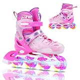 TENBOOM Inline-Skates für Kinder Erwachsene, verstellbare Inline-Rollschuhe-Klingen mit Allen leuchtenden Rädern, ABEC-7-Kohlenstoffstahllager für Kinder Jungen Mädchen Teenager