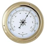  linoows Thermometer, Schiffsthermometer, Einbau-Thermometer im Messing Gehäuse Ø 14,5 cm