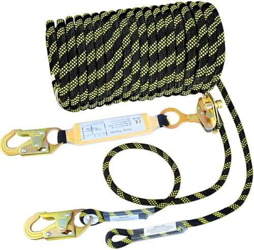 Vertical Lifeline Assembly 100ft, Rope Harness Safety Lanyard wit...