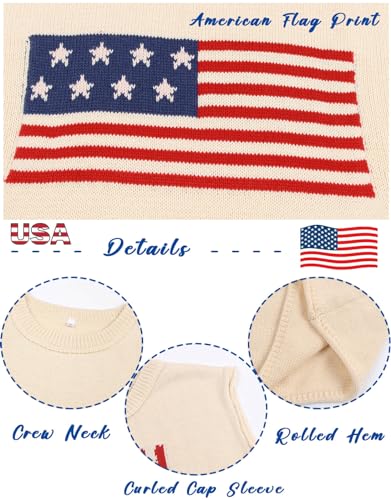 Alsol Lamesa Women’s American Flag Cap Sleeve Sweater Vest Knit Lightweight Crew Neck Tank Top2