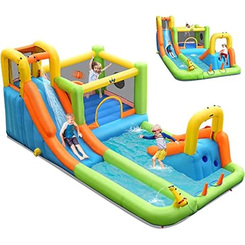 BOUNTECH Inflatable Water Slide, 20.5x11FT Mega Waterslide Park Bounce House for Outdoor Fun w/Long Slide, Giant Splash Pool, 8 in 1 Water Slides Inflatables for Kids and Adults Backyard Party Gifts Cover