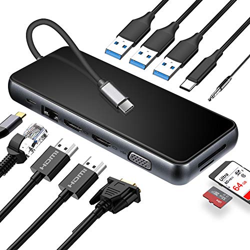 Laptop Docking Station,Beautysell 12 in 1 Triple Display Dual HDMI 4K USB C Hub for Mac & Windows System,Thounderbolt 3 Port Device